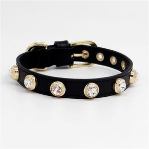 Lyxiga hund katt krage bling tjeckisk halsband anpassad designer äkta läder husdjur kristall ren handgjorda lj201111