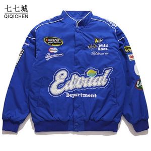 Varsity Racing Jacket Men Spring Letter Embroidery Bomber Jackets Women Hip Hop Casual Streetwear Casual Badge Baseball Coat 220726