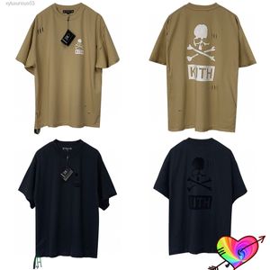 Kith T-Shirt Mastermind Japonya Tee Erkek Kadın Büyük Gökkuşağı Şerit Yarık Kafatası Kısa Kol