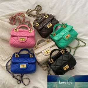 Borsa da sera a catena di moda semplice di fascia alta Nuova linea di cucito di stile Borsa quadrata piccola a spalla singola con serratura portatile a rombo