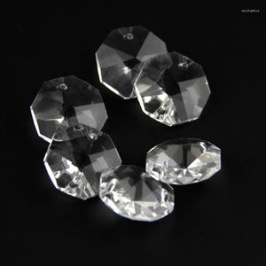 Chandelier Crystal 100pcs/1000pcs/2000pcs Clear 14mm 1 Hole/2 Holes Glass Octagon Prism Beads For Parts GarlandsChandelier