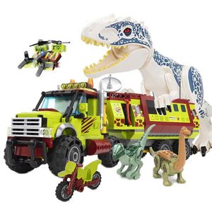 539PCS Technic Dinosaur Mobile Laboratory Truck Building Bowerts Jurassic Park World Bricks Set Kids Diy Toys For Children Gifts X0269U