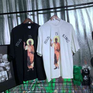 Jesus Oil Paint T-Shirt 2020 Men Kvinnor är King T-shrits Overdimensionerad TEET220721