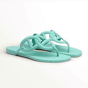 여자 슬리퍼 Egerie Sandal Flat Sandals 플립 플롭 디자이너 슬라이드 체인 고무 블루 블루 비치 오란 샌들 패션 야외 플립 플립 박스 No353