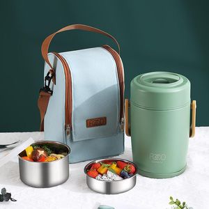 Servis uppsättningar rostfritt stål isolerad lunchlåda läcksäker bärbara förvaring containrar studentkontor arbetare multi-skikt bento boxdinner