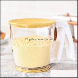 Baking Pastry Tools Bakeware Kitchen Dining Bar Home Garden Handle Press Cup Shape Flour Sifter Strainer Sieve Filter With Lid Dhgbw