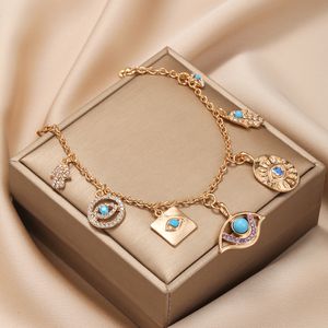 S2952 Modeschmuck Geometrisches Böses Auge Anhänger Armband Wunderschönes blaues Auge Kettenarmbänder Geburtstagsgeschenk