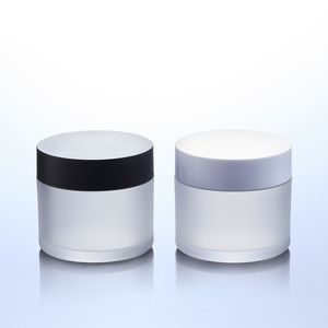 wholesale 50g Frosted PET Plastic Jars Cosmetic Cream Jar with White/Black Lid for lip balm mud mask Customizable LOGO