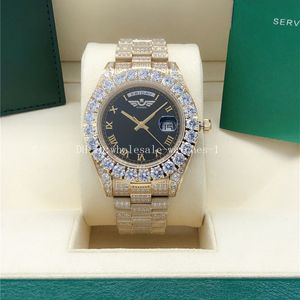 Watch Full diamond black dail President 128238 128239 Sapphire Big Diamond Bezel 43mm 18K gold men automatic Wristwatches With Original Box