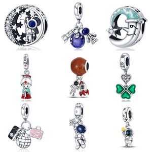 Ny S925 Sterling Silver Astronaut Series Sparkling Bead Original Fit Pandora Charm Classic Accessories Cute Koala Animal Armband Ladies Gift Diy Jewelry