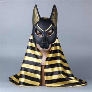 Mısır Anubis Cosplay Yüz Maskesi Kurt Başı Jackal Hayvan Masquerade Props Party Cadılar Bayramı Fantezi Elbise Top 220812
