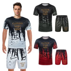 Tracksuit Men 3D Clothing Sportswear 2 Piece Set Fitness Summer Print Shorts T Shirt Men s Suit Custom Your 220704