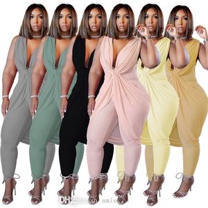 Plus -storlek kvinnors jumpsuits bodysuits mode ärmlös hängande hals mjölk silk temperament damer bodysuits 3xl