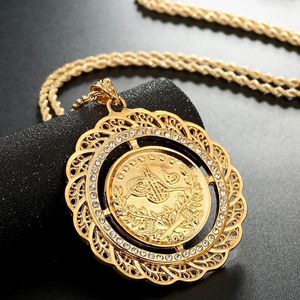 Pendant Necklaces Turkish Coin Necklace Slid Chain Gold Plated Men Women Arabic Design Royal Wedding JewelryPendant NecklacesPendant