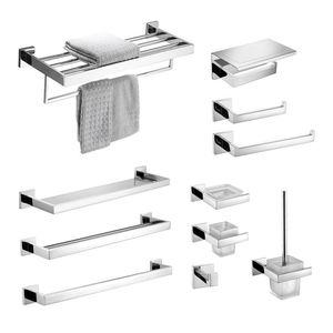 Espelho de hardware de aço inoxidável Chrome Chrome Polido Rack Papel higiênico Ponto de toalhas Towel Gancho Acessórios do banheiro 220812