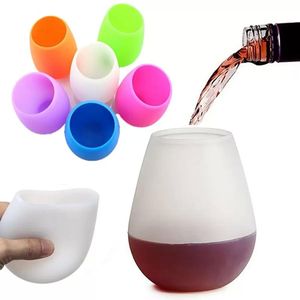 UPS Silicone Wine Glass Silicone Unbreakable Stemless Rubber Beer Mug Outdoor Cup Glass Wine Glass Recyclable Drinking Cups