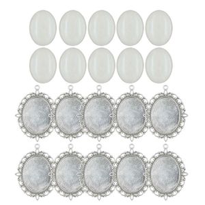 Pins Brooches Set Bezel Pendant Trays Oval Blank Bases With Glass Cabochons Wedding Bouquet Po CharmsPins