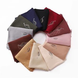 Fashion Cotton Jersey Modal Hijab Scarf For Muslim Women Shawl Plain Hijabs Scarves Rhinestone Headscarf Wraps Turbans Ramadan