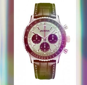 Super Three Eyes mens cronometro funzionale completo orologio 45mm grande cinturino in pelle quarzo cristallo automatico specchio luminoso orologi da polso montre de luxe regali