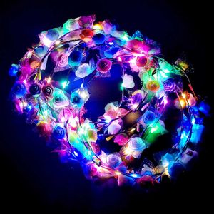 LED Headband Lights Glow strings Flower Toys Crown Headbands Light Up Hair Wreath Hairband Garlands Women Christmas Party Wreath