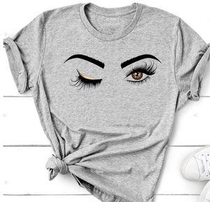 예쁘고 귀여운 눈 속눈썹 빨간 입술 인쇄 여성 티셔츠 여름 캐주얼 짧은 소매 o 목 티셔츠 레이디 흰색 티셔츠 탑