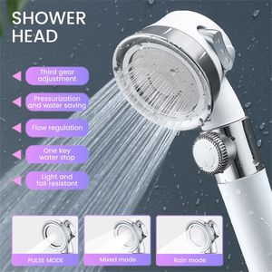 Pressurized Shower Head High Pressure Water Saving Perforated Free Bracket Hose Adjustable Bathroom Accessories Shower Set 220525