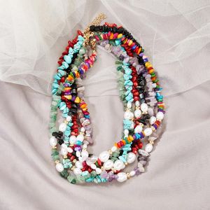 Chokers Fashon Nature Stone Pearl Enlectares для женщин богемные бусинки ручной работы слой воротнич