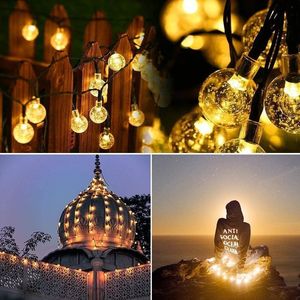 Led String Light Solar 2050 LED Sfera di cristallo 5M7M LED String Fairy Lights Ghirlande solari Decorazioni natalizie da giardino per esterni 201203