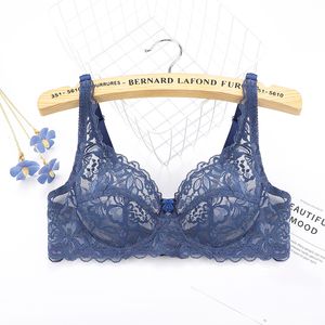 Seksowna koronkowa push up biustotność dla kobiet 3/4 szklanki haczyka-i oka oddychającego gazą ultra-cienką stanik Bralettelingerie feminina 220511