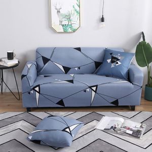 Stuhlhussen, dunkelblau, einfarbig, Gitter-Sofabezug für Wohnzimmer, schwarze Linie, geometrische Couch, moderne 1/2/3/4-Sitzer-Schonbezüge