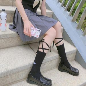 Clothing Sets Colors Girl Cute Gothic Elastic Socks Women Cross Lace Up Black White For JK School Uniform Students ClothsClothing