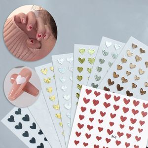 Selbstklebende Nagelaufkleber Abziehbilder rot Gold Silber Laser Herznagel-Sticker Nagel geprägter Patch Nagel-Kunst Maniküre DIY Dekoration Pegatinas Autoadhesivas para unas