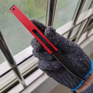 Coltello pieghevole tascabile EDC di alta qualità D2 Coltelli per cartelle con manico rosso G10 con lama a goccia in pietra nera con scatola al dettaglio