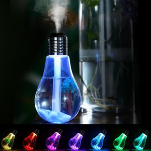 Home Mini creativity Bulb Humidifier 400ml USB Air Humidifier Colorful LED Night Lamp Essential Oil Diffuser for Office LK174