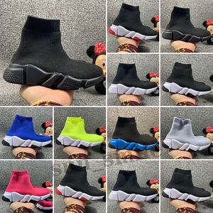 Paris Luxury Speed Trainer Småbarnsskor Designers Pojkar Flickor Strumpor Skor Hög kvalitet Barn Sneakers Trippel Svart Vit Baby 24-35 EUR