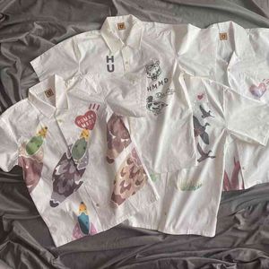 Shirt Hawaiian Short Sleeve Lapel Flying Duck Wild Goose Animal Men and Women