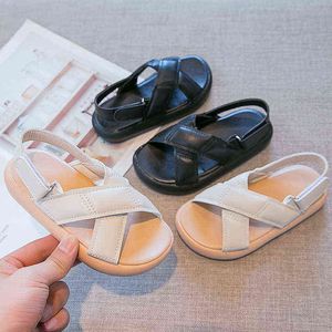 2022 Sandálias infantis Sapatos de verão Solid Pu Beach para crianças meninos meninos confortáveis ​​Anti -Slip Slip Barefoot Kids Fashion Sandals G220512
