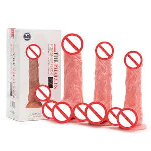 Multi Size Flesh Dildo Realista com Copa de Sucção Penis Artificial para mulheres Toys Sexy Produto adulto