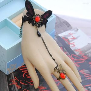 Urok bransolety vintage koronkowe bransoletki motyla dla kobiet gotycka biżuteria ręcznie robiona akcesoria lady impreza rodn22