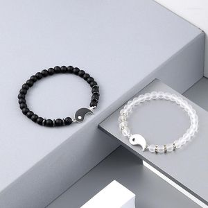 Länkkedja unika tai chi pärlstav par armband för kvinnor män vänner yin yang parade charms pärlor armband mode smycken gåvor inte22