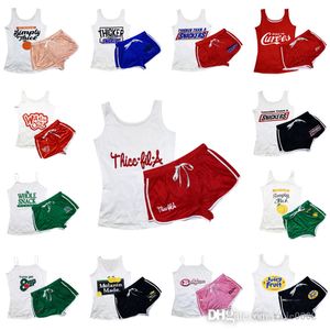 Frauen Trainingsanzüge Plus Größe S-5XL Kleidung Designer 2 Stück Pyjama Set Brief Gedruckt Crop Tank Top Und Shorts Outfits