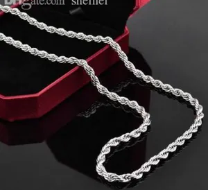 La collana ha torto la catena 4mm della corda Monili d'argento all'ingrosso 925
