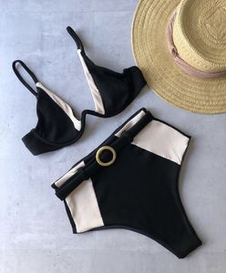 2022 Swimsuit Europejski i amerykański nowy seksowny kolor czarny kolor stroju kąpielowego Kobiet Kobiet