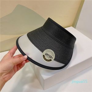 Mode Frauen Patchwork Leere Top Hüte Männer Einstellbare Twill Stroh Caps UV Schutz Breite Krempe Hüte für Dame