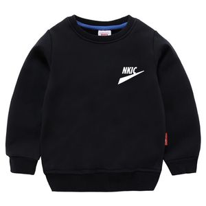 Pamuklu çocuk sweatshirt erkek ve kız bebek bahar ve sonbahar yeni uzun kollu yuvarlak boyun düz renk