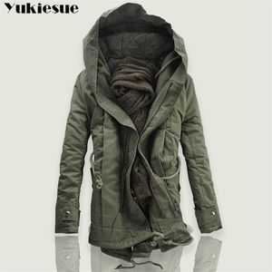 Men Padded Parka Cotton Coat Winter Hooded Jacket Mens Fashion large size Coat Thick Warm Parkas Black army green 6XL 201116