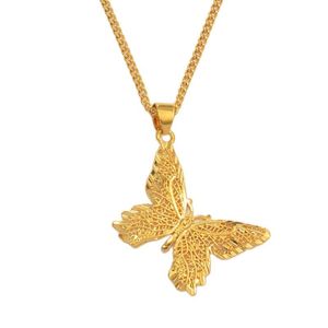 Pendant Necklaces Anniyo Charm Butterfly Chain For Women Girls Gold Plated Jewelry Hawaiian Guam Gifts #007209Pendant