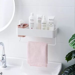 Household products bathroom rack bathroom wall hanging magic paste non perforated bath product storage box Simple and practical