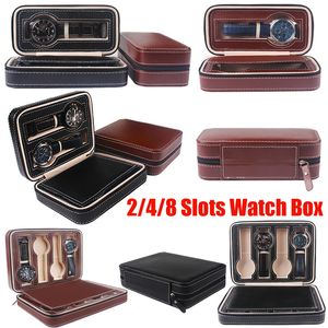 Sale 2/4/8 Slot PU Leather Watch Box Dislpay Exquisite Durable Storage Men Women Organizer Case D30 220428