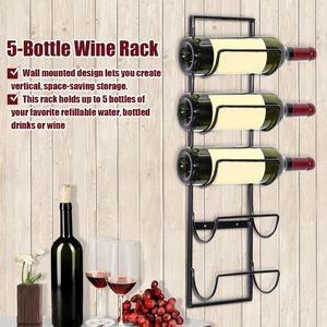 Hooks Rails Bottle Iron Wall Mounted Wine Holder Simple Hanging Rack Storage Shelf Bar Kitchen Display Stand Stand Stand